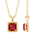 Princess Cut Lab Created Ruby Solitaire Pendant with Rope Frame