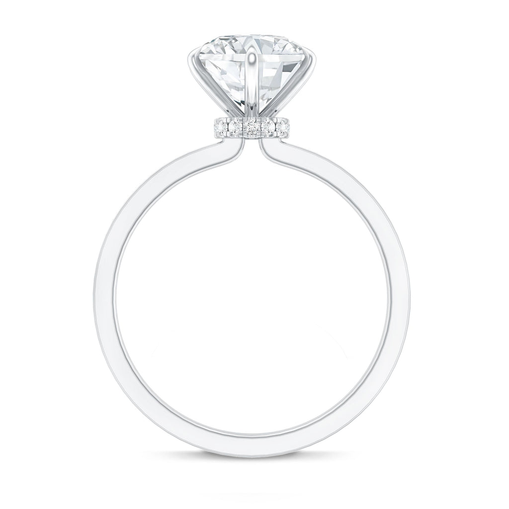 2 Carat Lab Grown Diamond Solitaire Engagement Ring with Hidden Halo