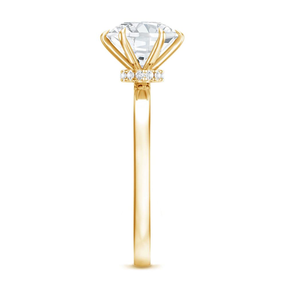 2 Carat Lab Grown Diamond Solitaire Engagement Ring with Hidden Halo
