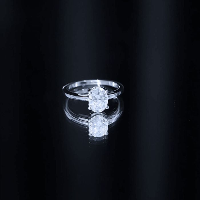 Certified 6X8mm Solitaire Moissanite Oval Engagement Ring